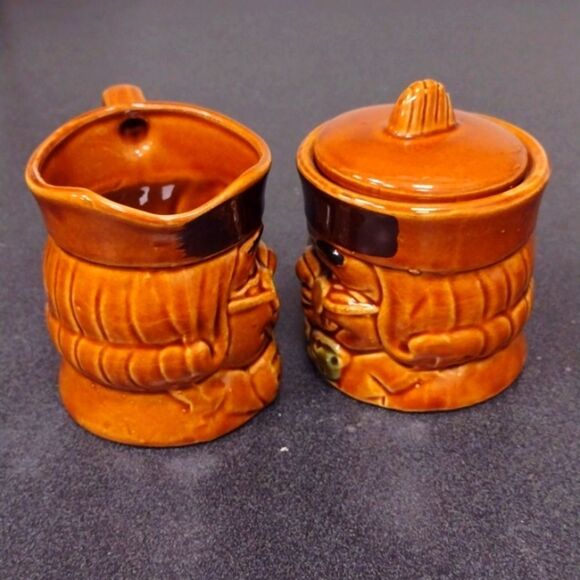 Vintage Benjamin‎ Franklin 3D Brown Creamer and Sugar Pot Made in Japan - Picture 10 of 12